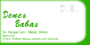 denes babas business card